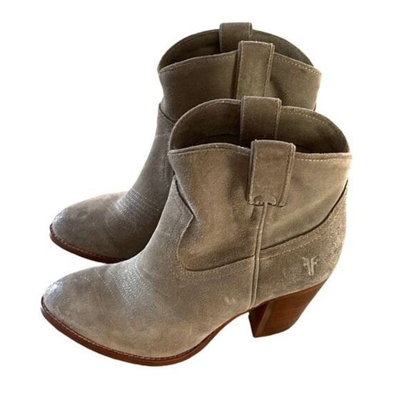 Frye Womens Illana Pull On Pointed Toe Ankle Heeled Boots Suede Gray Size 6B - Picture 4 of 9